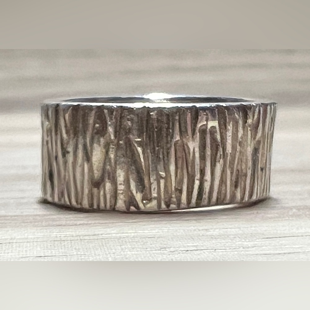 Vintage Artisan Designer MLP Sterling Silver & 14K Gold Swirl Band Ring, Size 6 - Picture 5 of 12